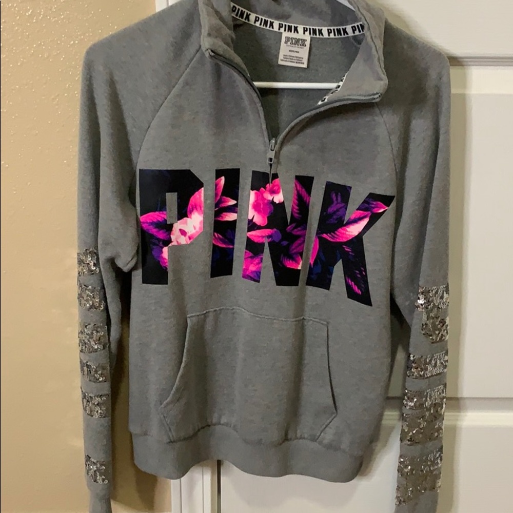 victoria secret pink half zip up jacket